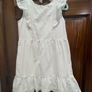 Girls White Dress With Eyelet Details